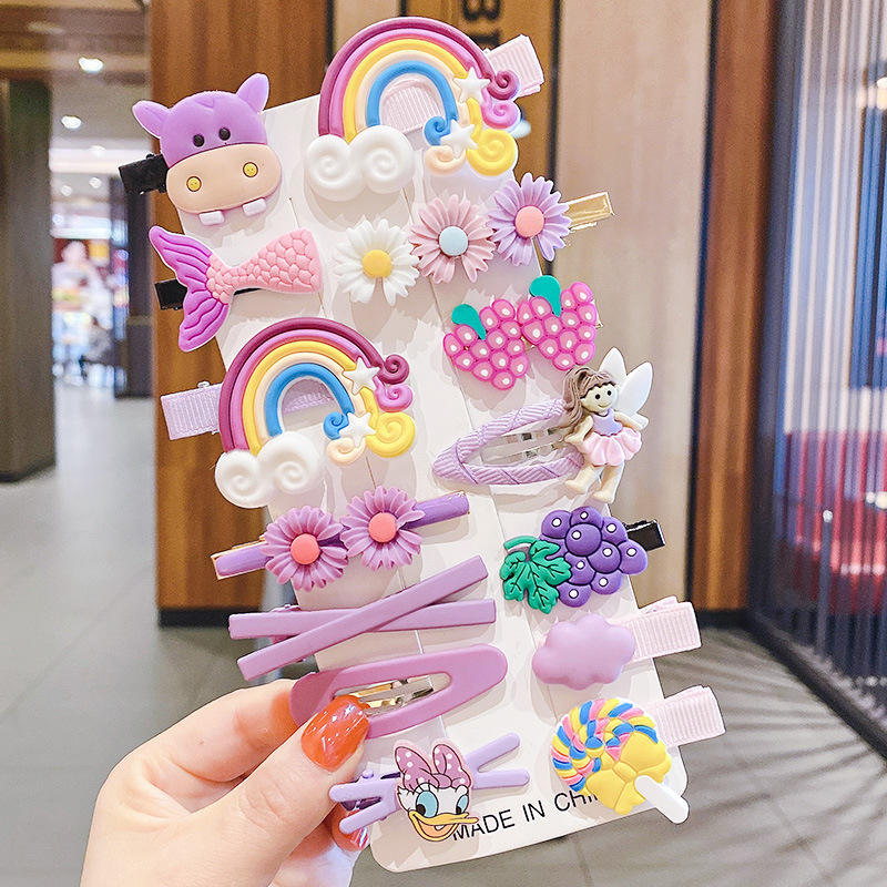 New Product HOT Sale Cheap 14pcs/Set Cute Pink Hair Clip With Bow Girls Bobby Pins Kids H