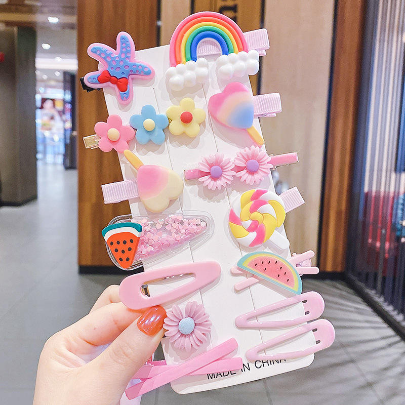 New Product HOT Sale Cheap 14pcs/Set Cute Pink Hair Clip With Bow Girls Bobby Pins Kids H