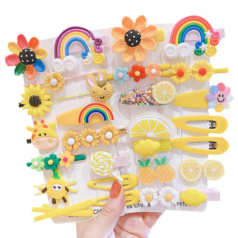 New Product HOT Sale Cheap 14pcs/Set Cute Pink Hair Clip With Bow Girls Bobby Pins Kids H