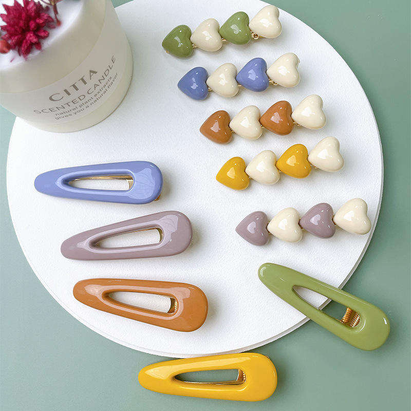 Korean Fashion 6.8 Cm Girls Metal Heart Shaped Hair Clips