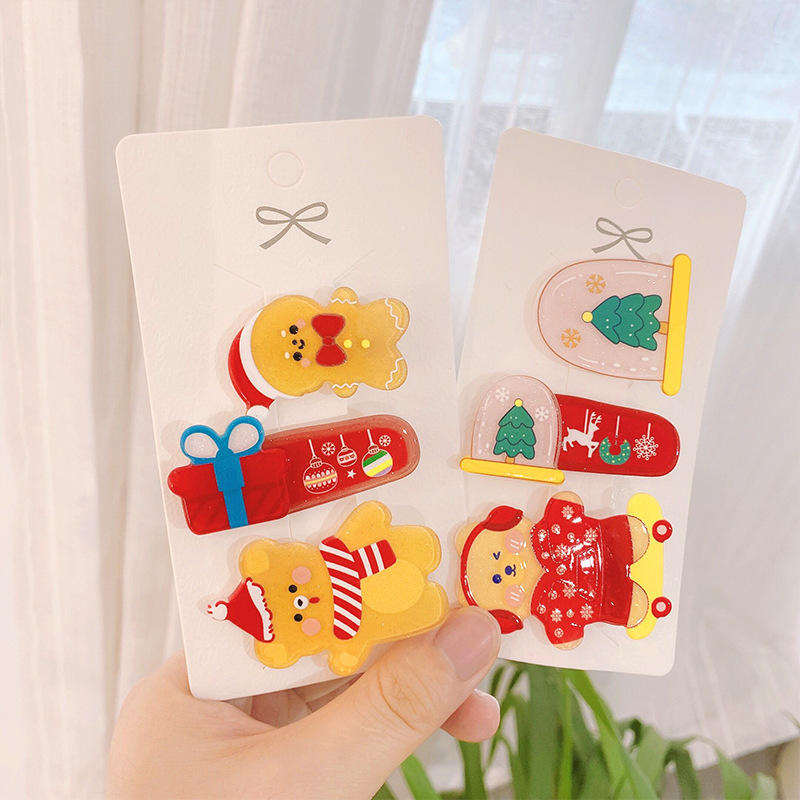 New Style Eve Christmas Hairpin Santa Claus Christmas Tree Bears hair clips