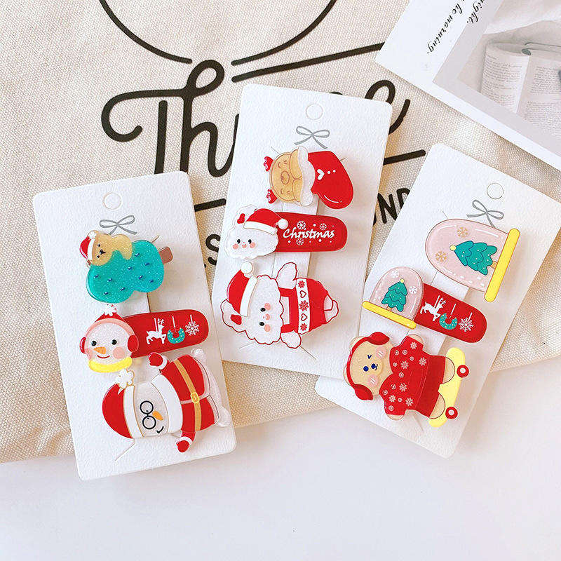 New Style Eve Christmas Hairpin Santa Claus Christmas Tree Bears hair clips