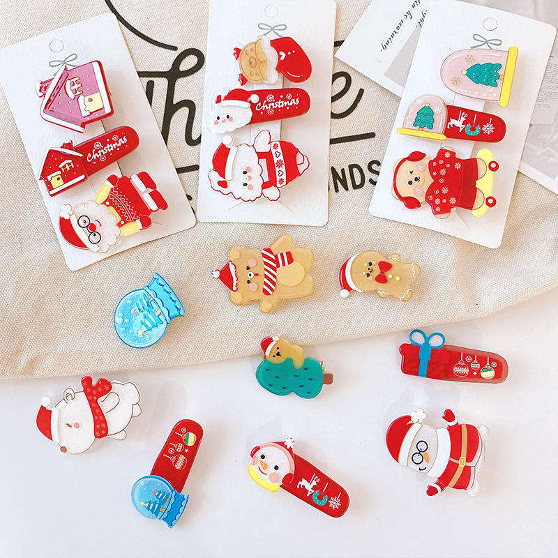 New Style Eve Christmas Hairpin Santa Claus Christmas Tree Bears hair clips