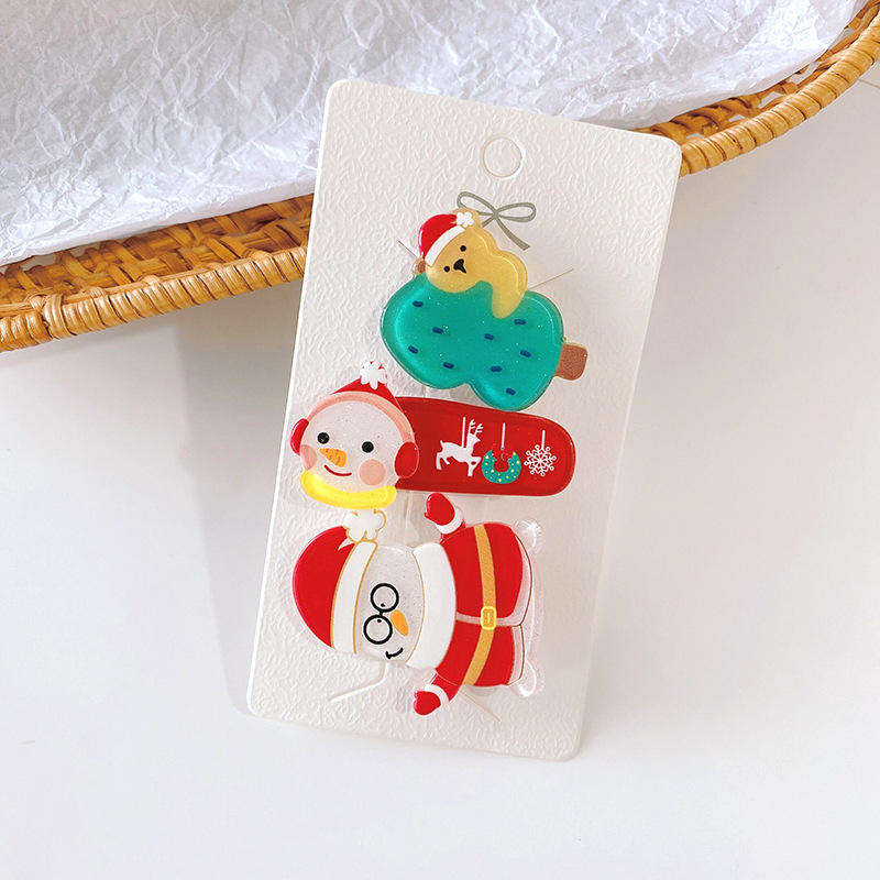 New Style Eve Christmas Hairpin Santa Claus Christmas Tree Bears hair clips