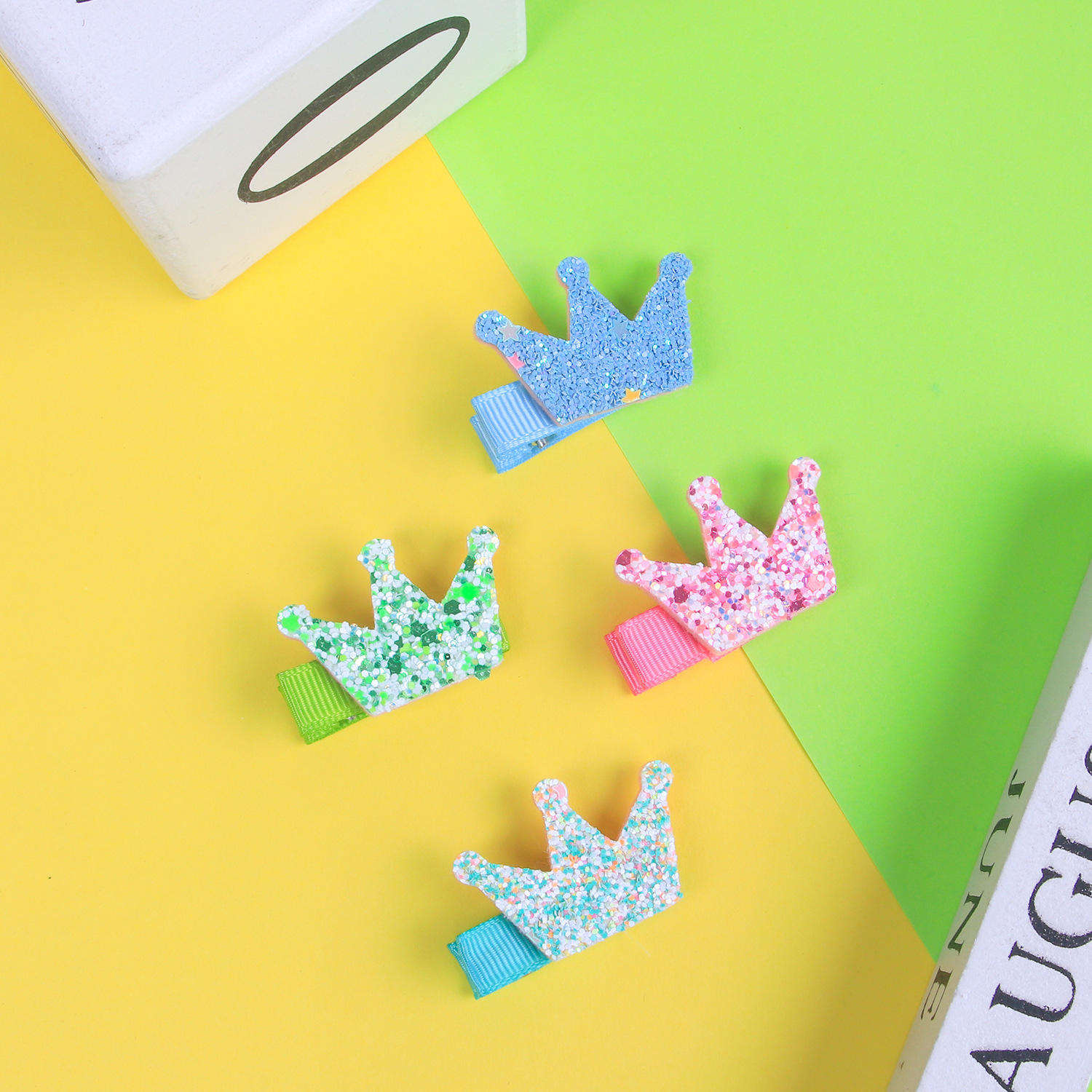 Hot Ins Design Children's Crown Princess Glitter Leather Kids's Hair Clip