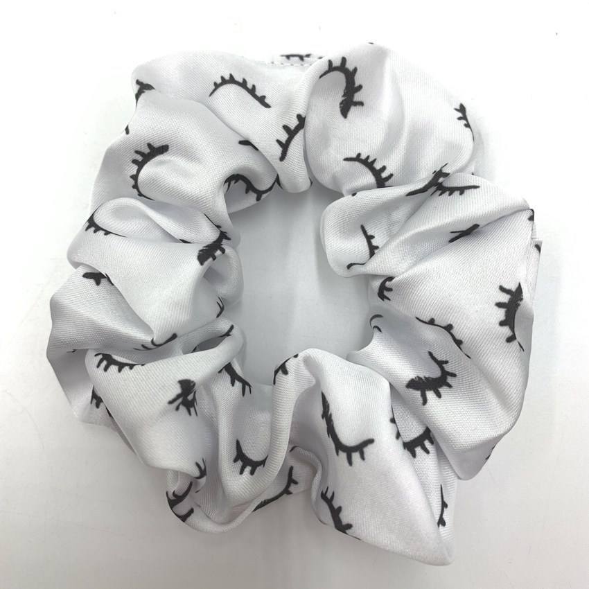 Hot Sale Custom Scrunchies Color Pink Purple Eyelash Printed Scrunchies