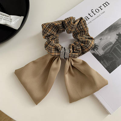 Korean Fashion Head Rope Plain Color Plaid Bowknot Hair Scrunchies