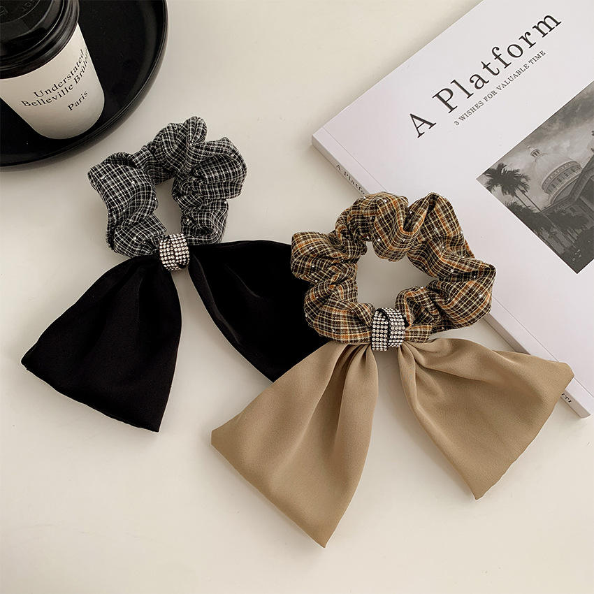 Korean Fashion Head Rope Plain Color Plaid Bowknot Hair Scrunchies