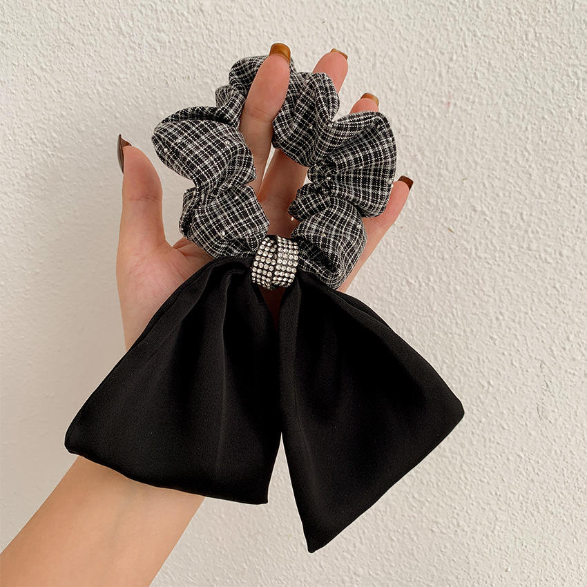 Korean Fashion Head Rope Plain Color Plaid Bowknot Hair Scrunchies