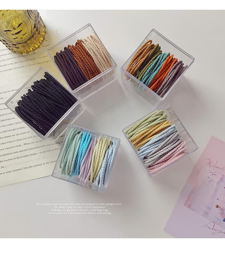 50Pcs/Set High Quality Elastic Hair Ties Hair Bands