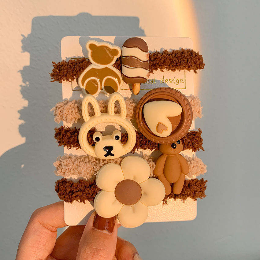 New Design 5pcs/set High Quality Hair Elastic Rubber Bands Cute Bear