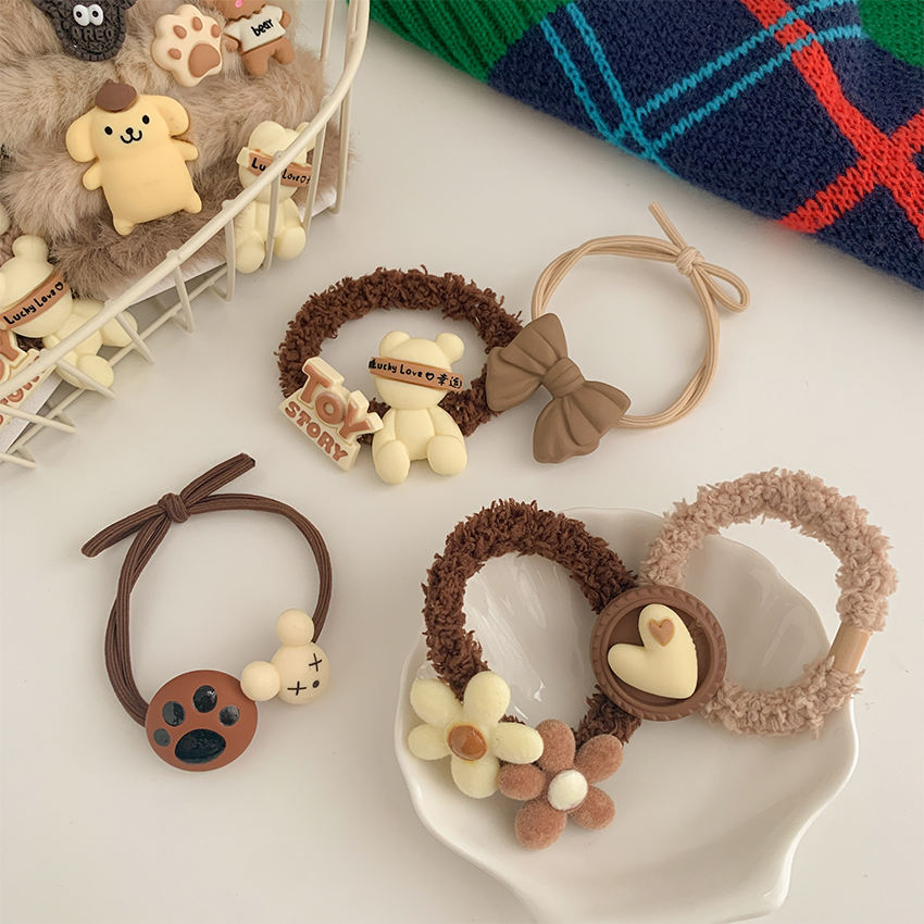 New Design 5pcs/set High Quality Hair Elastic Rubber Bands Cute Bear