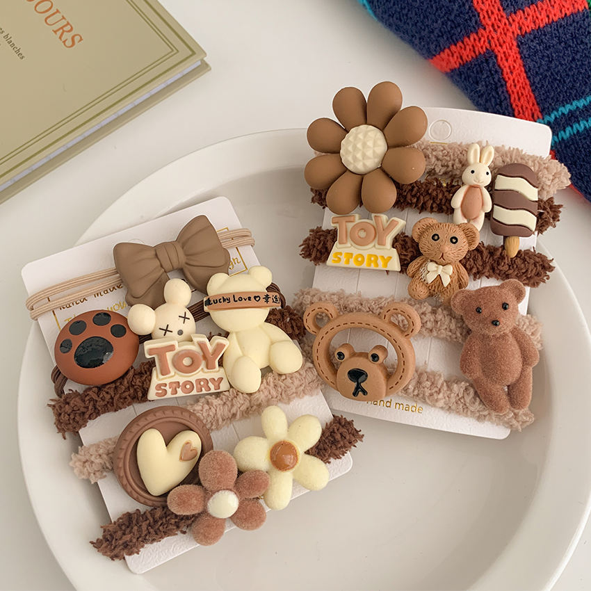 New Design 5pcs/set High Quality Hair Elastic Rubber Bands Cute Bear