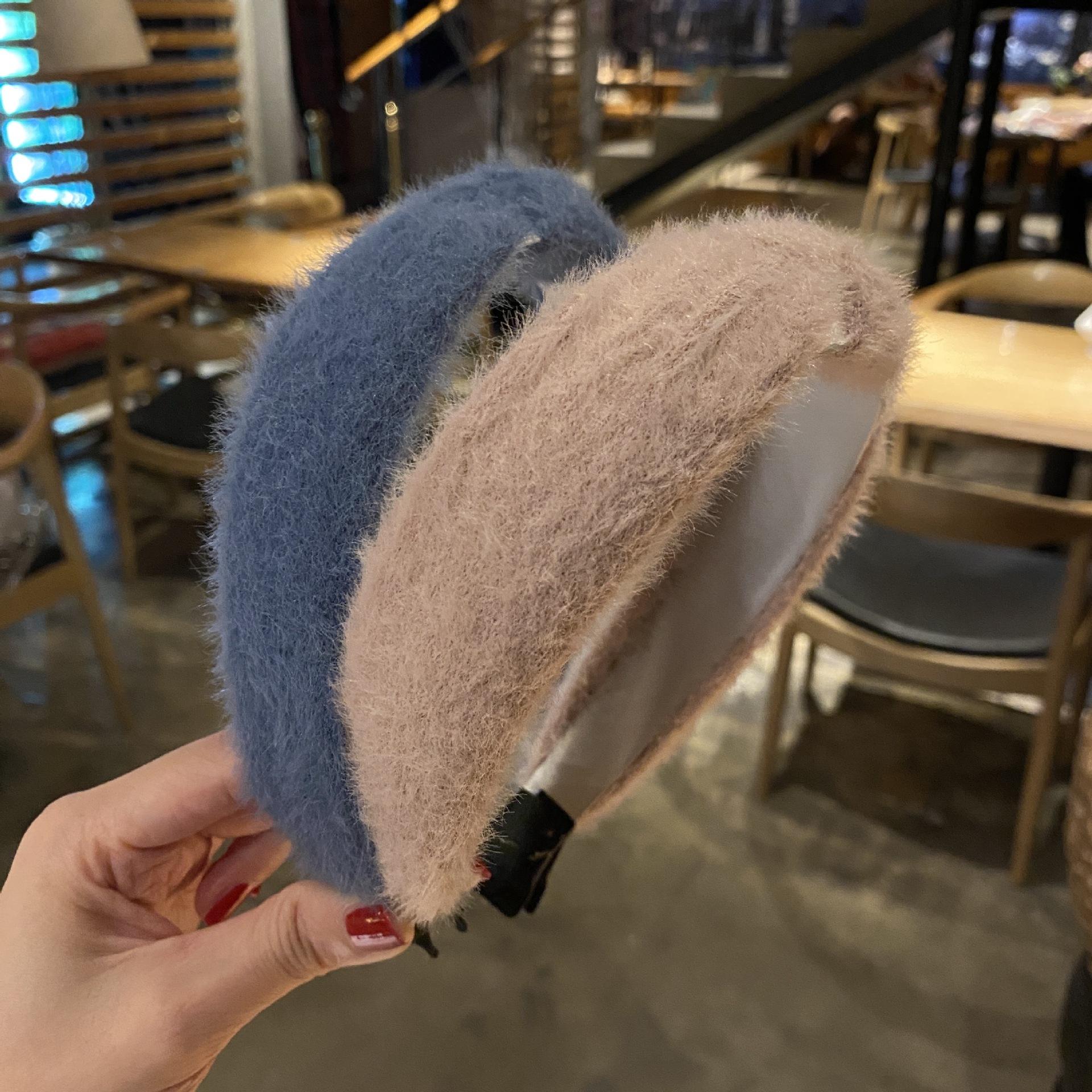 Wholesale Solid Color Fur Headband For Women