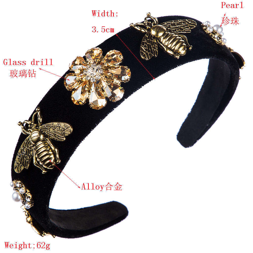 New Fashion 2023 Hairband Baroque Bee Shinning Luxury Crystal Hairbands